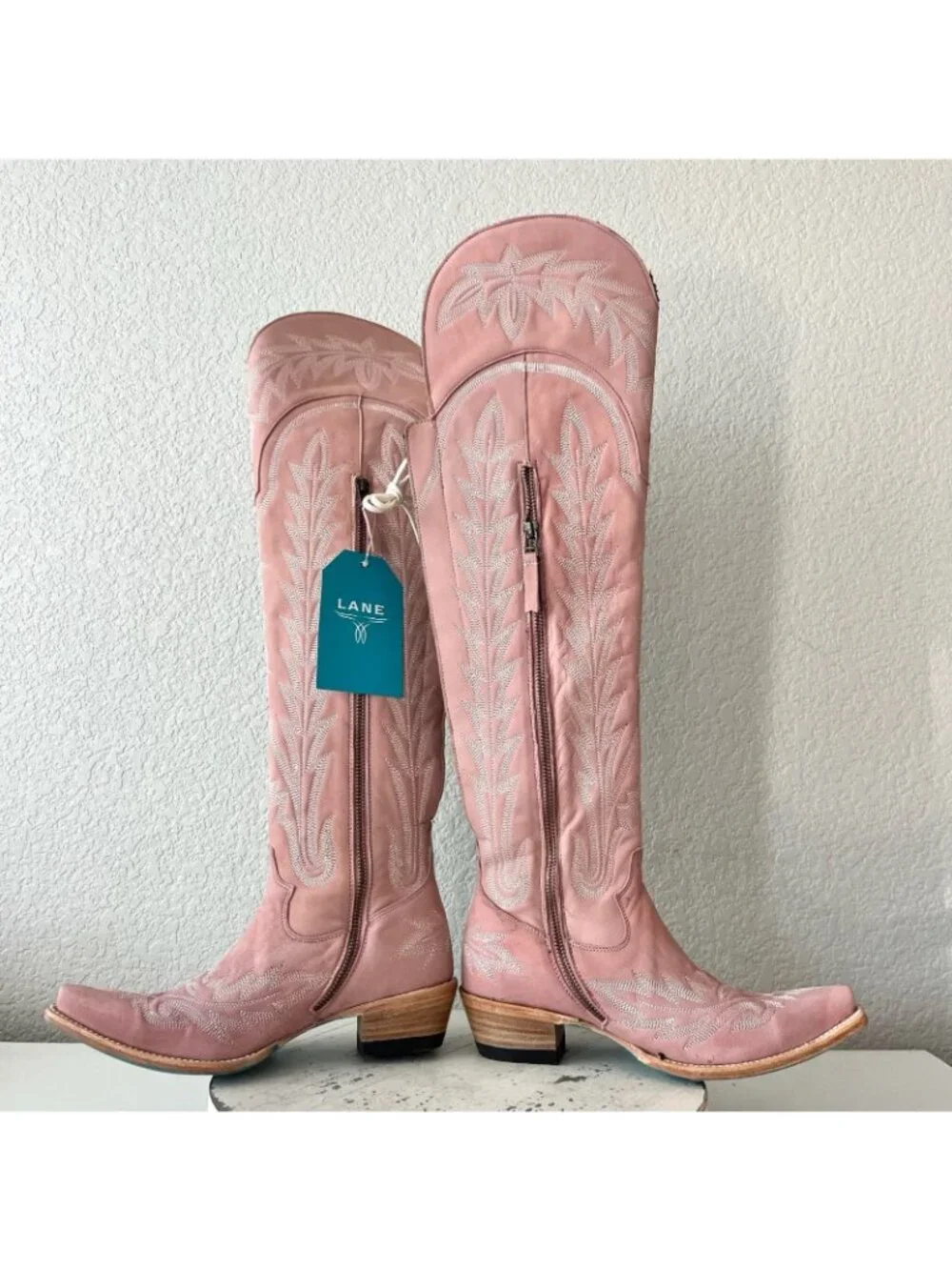 Lane LEXINGTON Over the Knee Cowboy Boots 7 Pink Western Cowgirl Snip Toe Size 7